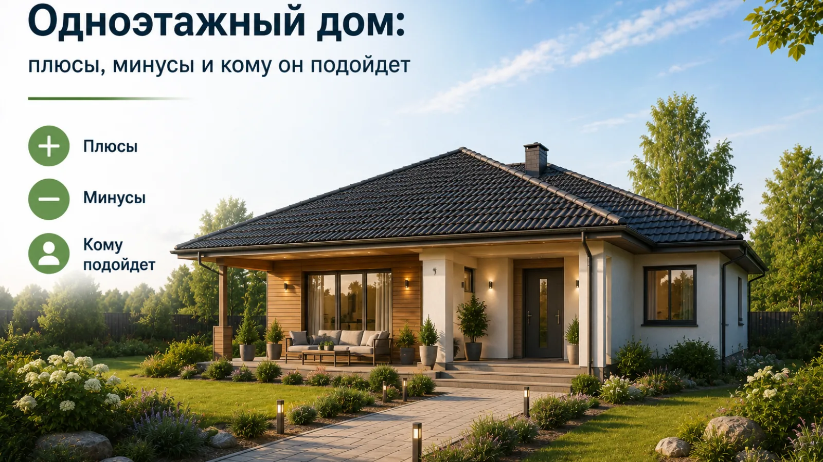 Одноэтажный дом: плюсы, минусы и кому он подойдет