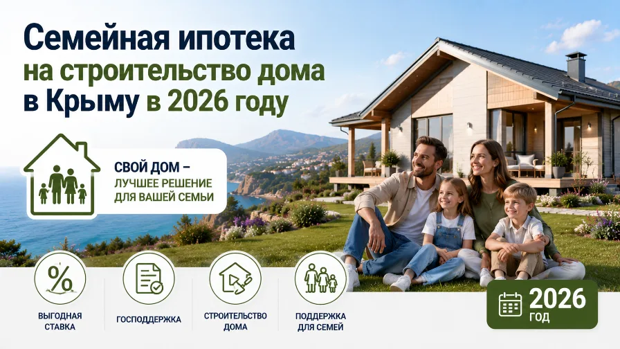 Семейная ипотека на строительство дома в Крыму в 2026 году