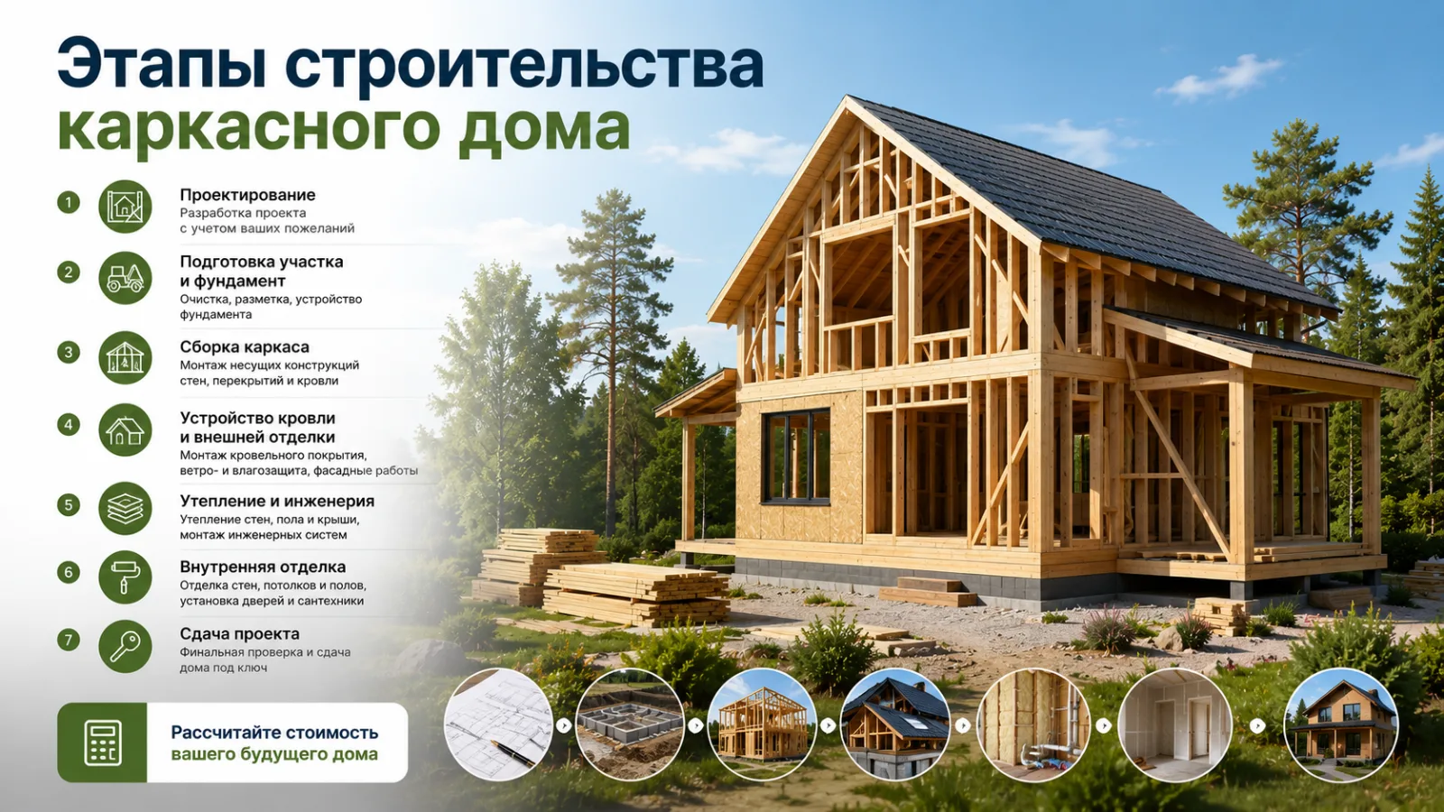 Этапы строительства каркасного дома