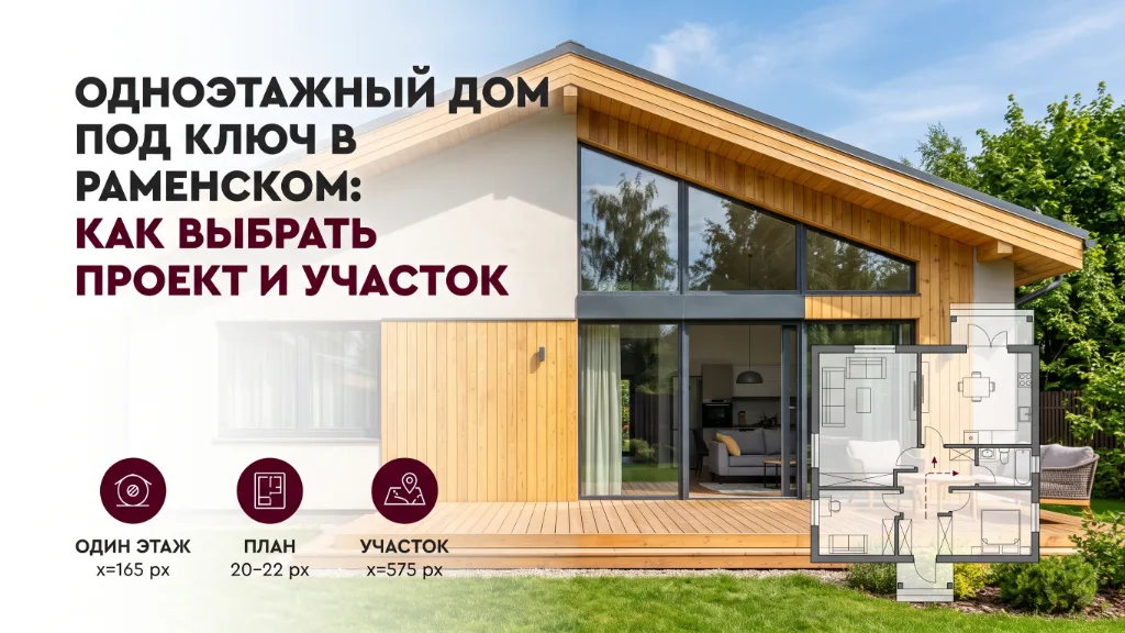 Одноэтажный дом под ключ в Раменском: как выбрать проект и участок