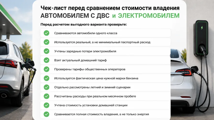 Электромобиль или бензиновый автомобиль: сравнение затрат на 100 км